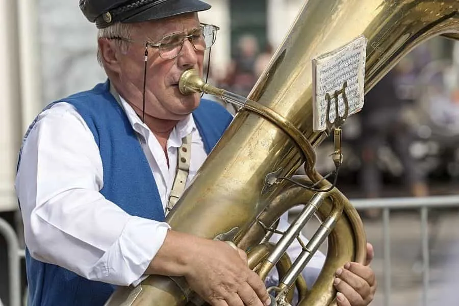 Freistadt Wisconsin band playing live traditional German music at festival, near Milwaukee.