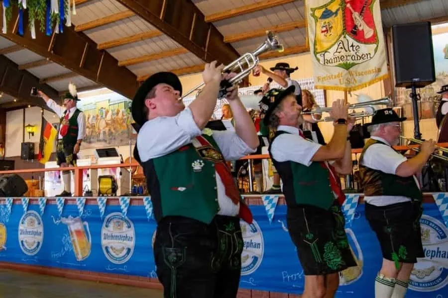 Freistadt Wisconsin band playing live traditional German music at Oktoberfest, near Milwaukee