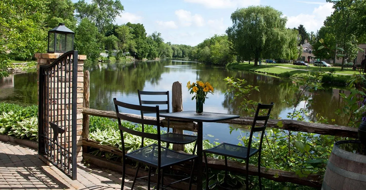 Patio by the creek in Cedarburg, WI