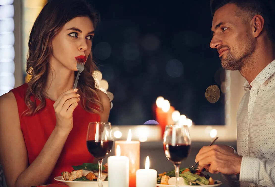 Romantic couple on a dinner date