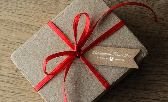 Gift box with red ribbon