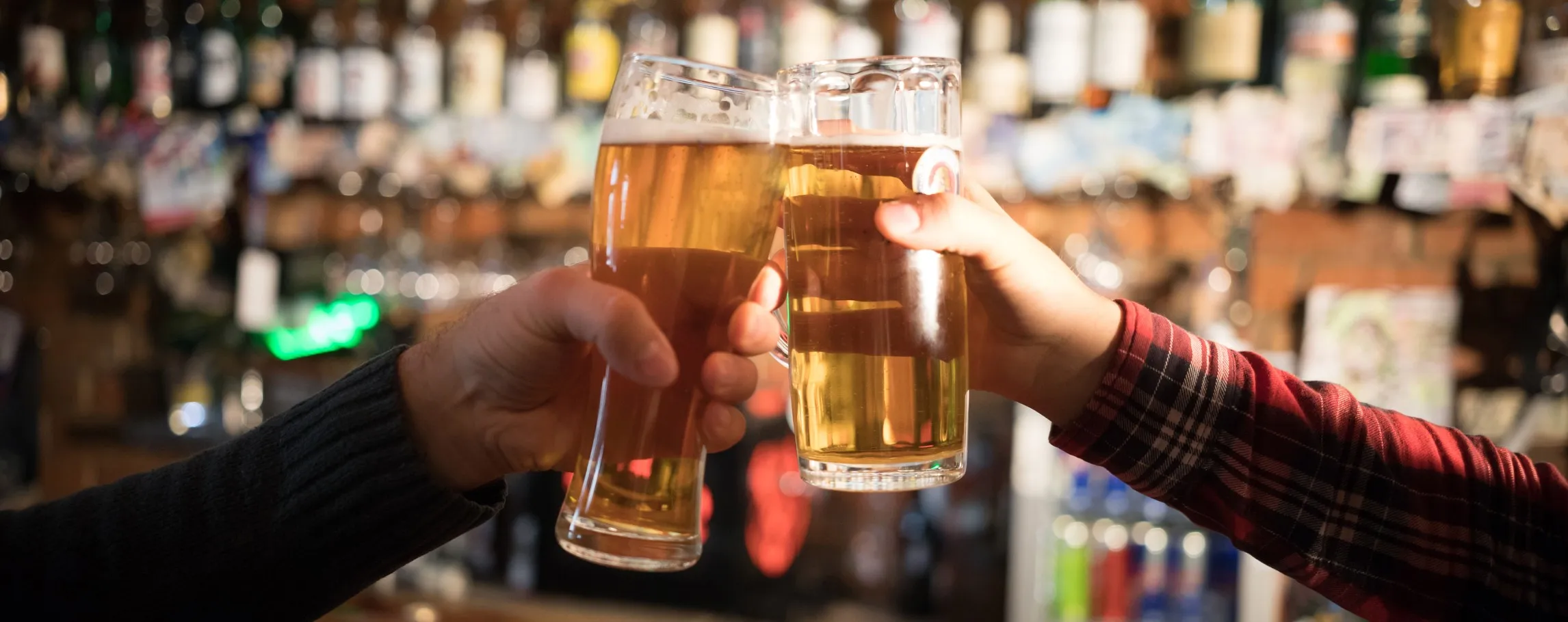 Up close shot of cheers with beers