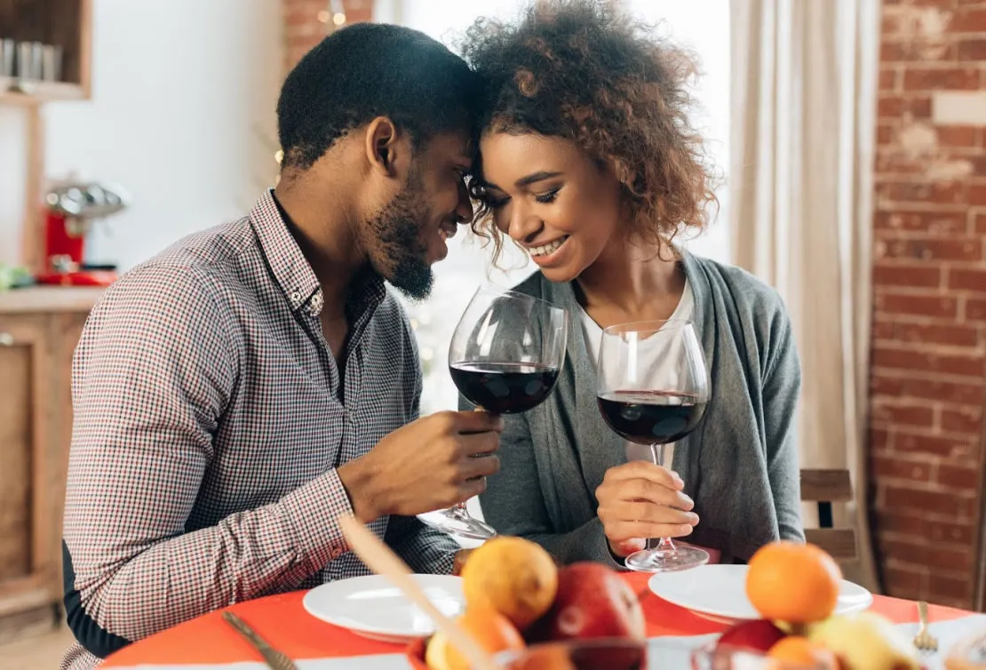 Couple drinking wine together