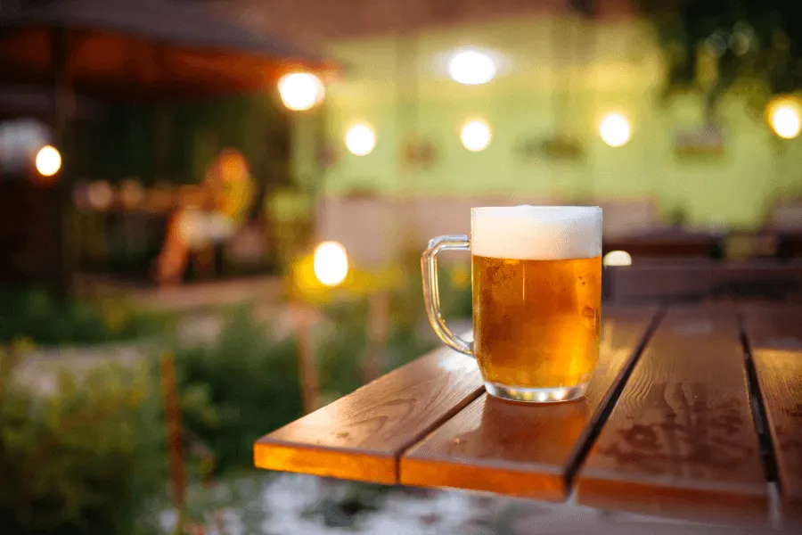 cold beer outside in Beer Garden 