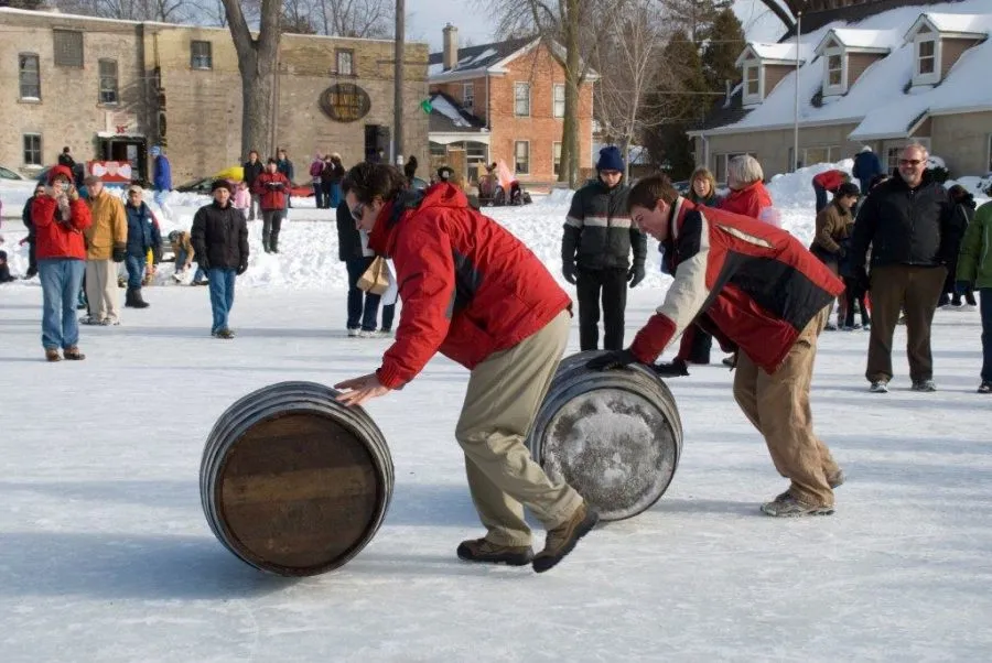 barrel rolling at the Cedarburg winter festival