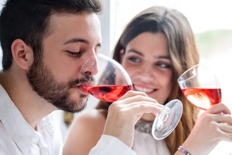 a couple drinking wine on a summer vacation in wisconsin