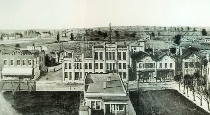Historic panorama photo of Cedarburg, WI