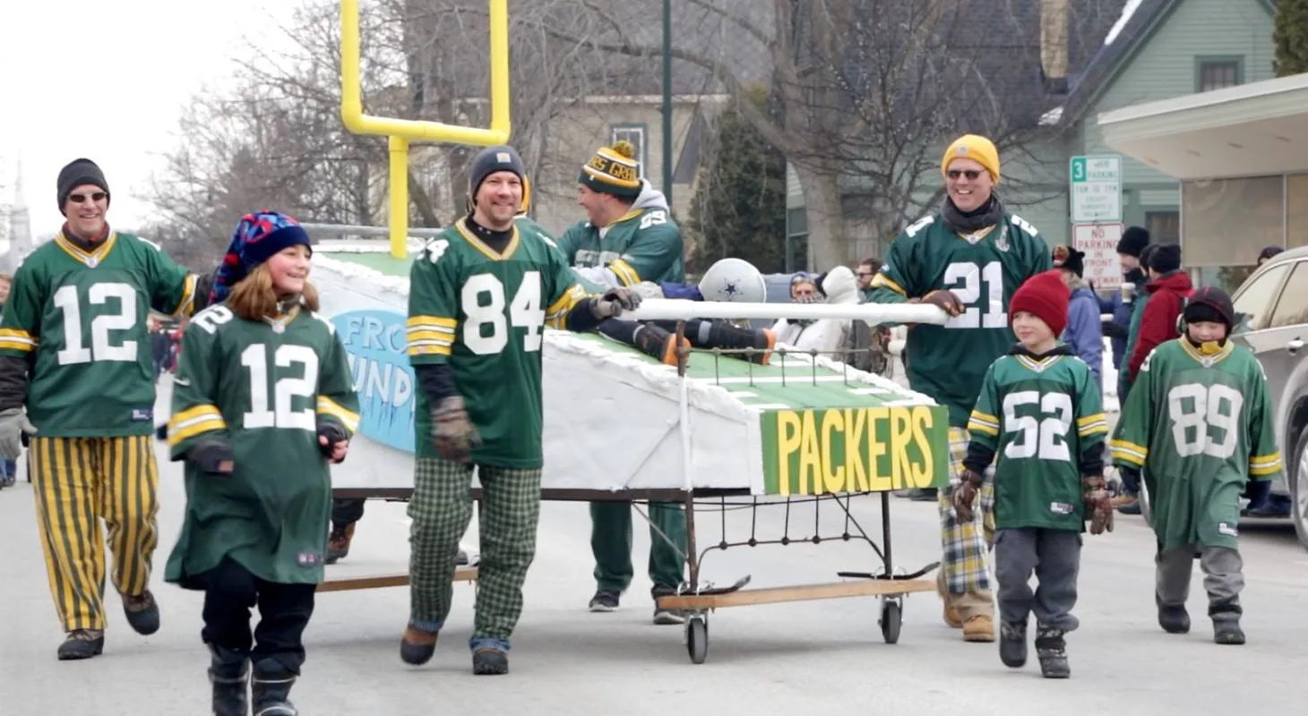 People wearing Green Bay Packers jerseys in Cedarburg
