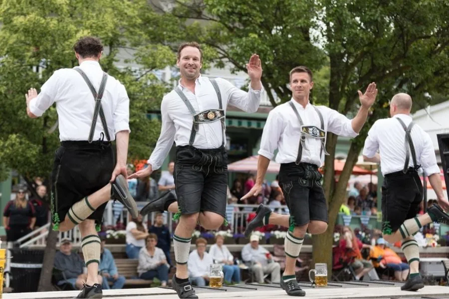 Men dancing German Polka dance at Cedarburg Oktoberfest