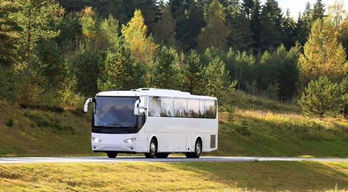 Charter bus on the road