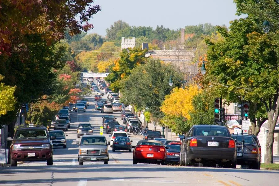 Cars on the road in Wisconsin
