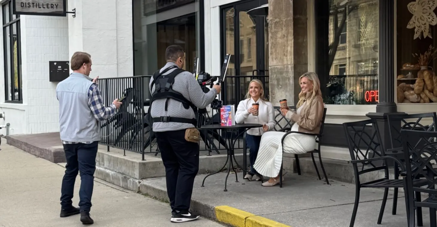 behind the scenes of news segment with Dana Perino in Cedarburg